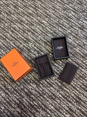 Hermes Brown Leather Jewelry Box Set with Signature Orange Outer Box